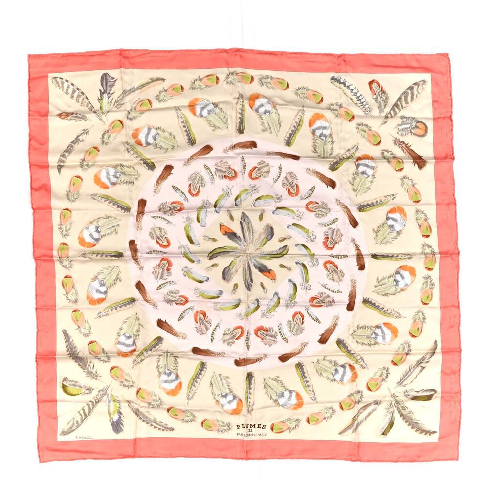 Hermes Silk Plumes Ii Scarf 90 Corail #267459H45B